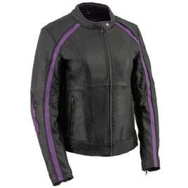 Milwaukee Leather ML1952 Women's Black and Purple Embroidered and Stud Design Jacket
