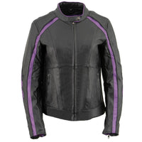 Milwaukee Leather ML1952 Women's Black and Purple Embroidered and Stud Design Jacket