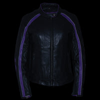 Milwaukee Leather ML1952 Women's Black and Purple Embroidered and Stud Design Jacket