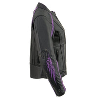 Milwaukee Leather ML1952 Women's Black and Purple Embroidered and Stud Design Jacket