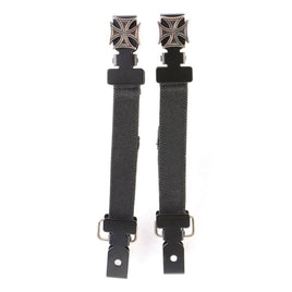 Milwaukee Leather MLA4006 Motorcycle Biker Iron Cross Elastic Bungee Clips for Chaps or Pants (Set of 2)