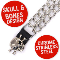 Milwaukee Leather MLA1004SET Skull and Cross Bones 4-PCS Vest Extender Double Chrome Chains w/ Genuine Leather 4" Extension