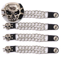 Milwaukee Leather MLA1041SET Skull and Cross Bones 4-PCS Vest Extender Double Chrome Chains w/ Genuine Leather 6" Extension