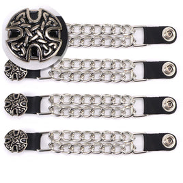 Milwaukee Leather MLA1024SET Celtic Circle 4-PCS Vest Extender Double Chrome Chains w/ Genuine Leather 4" Extension
