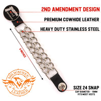 Milwaukee Leather 2nd Amendment Medallion Vest Extender - Double Chrome Chains Genuine Leather 6.5" Extension 4-PCS MLA1027SET