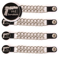 Milwaukee Leather 2nd Amendment Medallion Vest Extender - Double Chrome Chains Genuine Leather 6.5" Extension 4-PCS MLA1027SET