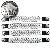 Milwaukee Leather 5 Cent Buffalo Medallion Vest Extender - Double Chrome Chains Genuine Leather 8.5" Extension 4-PCS MLA1043SET