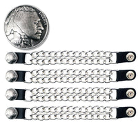 Milwaukee Leather Indian Head Medallion Vest Extender - Double Chrome Chains Genuine Leather 8.5" Extension 4-PCS MLA1044SET