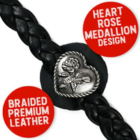 Milwaukee Leather Heart Medallion Vest Extender Genuine Leather Braided Strap 6.5" Extension 4-PCS MLA1067SET