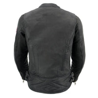 Milwaukee Leather MLL2571 Women's Black and Pink 'Crinkled Arm' Lightweight Racer Jacket