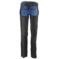 Milwaukee Leather Women's Black Lightweight Premium Goat Skin Leather Motorcycle Chaps w/ Accent Lacing -MLL6535