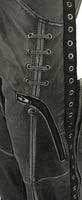 Milwaukee Leather Women Distress Grey Premium Leather Motorcycle Chaps w/ Accent Lace Details MLL6536