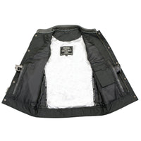Milwaukee Leather Men's Premium Leather Club-Style Motorcycle Vest w/Concealed Snaps Zipper Closure MLM3513