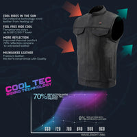 Milwaukee Leather MLM3524SET Men's Black 'All Season' Club Style Motorcycle Leather Vest w/ Heat and Cool-Tec Technology