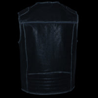 Milwaukee Leather MLM3536 Men's Vintage Leather Vest- Distressed Grey Front Zipper Collarless Motorcycle Rider Vest