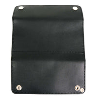Milwaukee Leather MLW7811 Men's 8” Black Leather Biker Wallet - Bi-Fold w/ Anti-Theft Stainless Steel Chain
