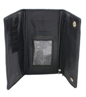 Milwaukee Leather MLW7875 Men's Black Leather Tri Fold Long Wallet with Steel Chain