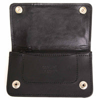 Milwaukee Leather MLW7882 Men's 6” Black Leather Biker Wallet w/ Outer Pocket - Bi-Fold Anti-Theft Stainless Steel Chain