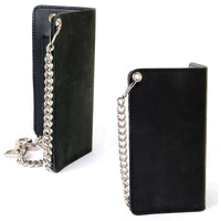 Milwaukee Leather MLW7893 Men's 7" Leather Bi-Fold Biker Wallet w/ Multiple Storage and Swivel Trigger Clip Anti-Theft Stainless Steel Chain