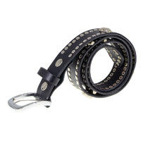 Milwaukee Leather MP7103 Men's Black Studs and Skulls Genuine Leather Belt with Buckle - 1.5 inches Wide