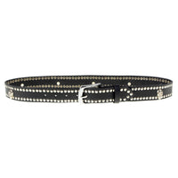 Milwaukee Leather MP7103 Men's Black Studs and Skulls Genuine Leather Belt with Buckle - 1.5 inches Wide