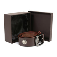 Milwaukee Leather MP7107 Men's 5 Cent Buffalo Coin - Brown Leather Belt w/ Interchangeable Buckle - 1.5 inches Wide