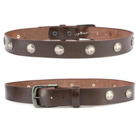 Milwaukee Leather MP7107 Men's 5 Cent Buffalo Coin - Brown Leather Belt w/ Interchangeable Buckle - 1.5 inches Wide