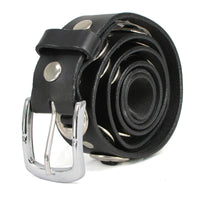Milwaukee Leather MP7120 Men's Chrome Conchos - Black Leather Belt with Interchangeable Buckle - 1.5 inches Wide