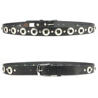 Milwaukee Leather MP7120 Men's Chrome Conchos - Black Leather Belt with Interchangeable Buckle - 1.5 inches Wide