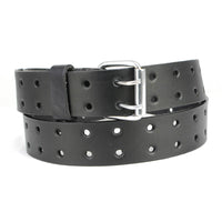 Milwaukee Leather MP7121 Men's Double Prong - Black Genuine Leather Belt w/ Interchangeable Buckle - 1.5 inches Wide
