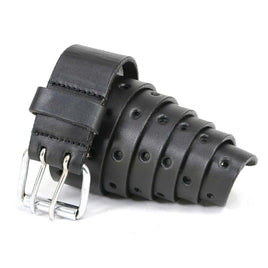 Milwaukee Leather MP7121 Men's Double Prong - Black Genuine Leather Belt w/ Interchangeable Buckle - 1.5 inches Wide
