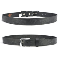 Milwaukee Leather MP7122 Men's Engine Block & Wings - Black Leather Belt w/ Interchangeable Buckle - 1.5 inches Wide