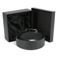 Milwaukee Leather MP7122 Men's Engine Block & Wings - Black Leather Belt w/ Interchangeable Buckle - 1.5 inches Wide