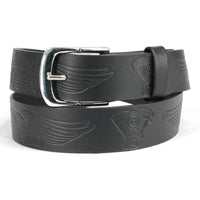 Milwaukee Leather MP7122 Men's Engine Block & Wings - Black Leather Belt w/ Interchangeable Buckle - 1.5 inches Wide