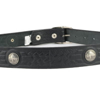 Milwaukee Leather MP7123 Men's Cross Hatch & 5 Cent Buffalo-Black Leather Belt w/ Interchangeable Buckle-1.5 In Wide