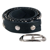 Milwaukee Leather MP7131 Men's Chrome Studded & Star Emblem Black Leather Belt w/ Interchangeable Buckle -1.5 in Wide