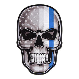 Thin Blue Line Subdued US Flag Skull Patch