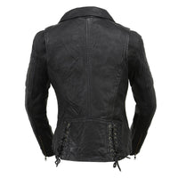 Milwaukee Leather Black Vintage Motorcycle Inspired Vegan Tan Fashion Leather Jacket for Women SFL2812