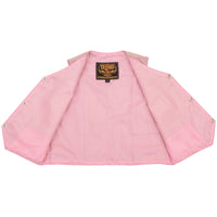 Milwaukee Leather SH2011PINK Girls Pink Three Snap Leather Vest