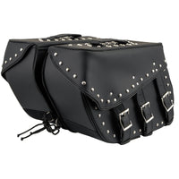 Milwaukee Leather SH551ZB Black PVC Zip Off Chrome Studded Motorcycle Saddlebag