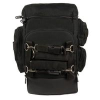 Milwaukee Leather SH688 Large Black Retractable Nylon Sissy Bar Motorcycle Bag with Luggage Handle