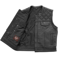 Men's Downside Diamond Quilt Cropped Leather Vest Black