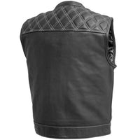Men's Downside Diamond Quilt Cropped Leather Vest Black / White