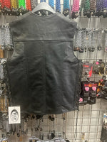 Men's Black Leather Vest With Carry Concealed Pockets 2611.2B