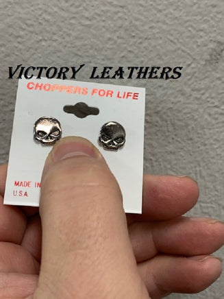 SKULL POST EARRINGS HD WILLIE G USA MADE Victory Leathers