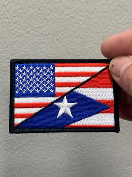 American / Puerto Rico Flag Patch 
